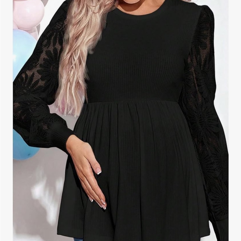 Chic Black Long Sleeve Maternity shirt blouse